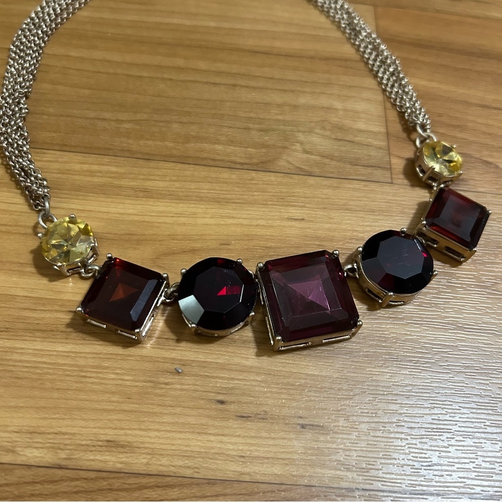 Chunky Multicolored Rhinestone Necklace - Picture 3 of 4